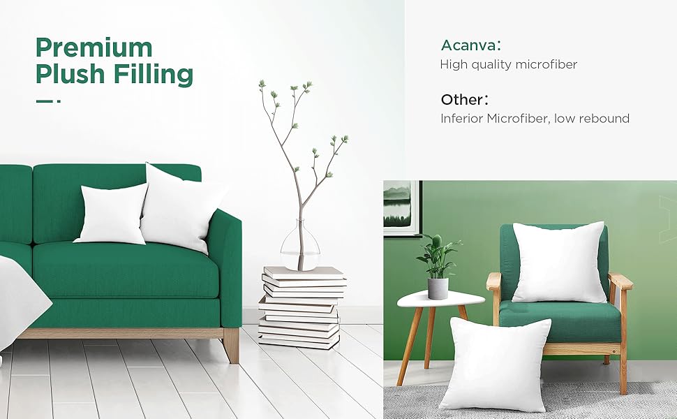 Acanva 12x12 Pillow Insert Set of 4 Premium Euro Throw Pillow Inserts