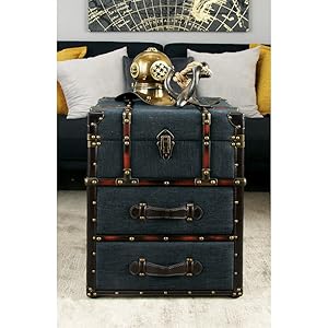 Amazon Com Deco 79 Traditional Fabric Covered Wooden Trunk Style