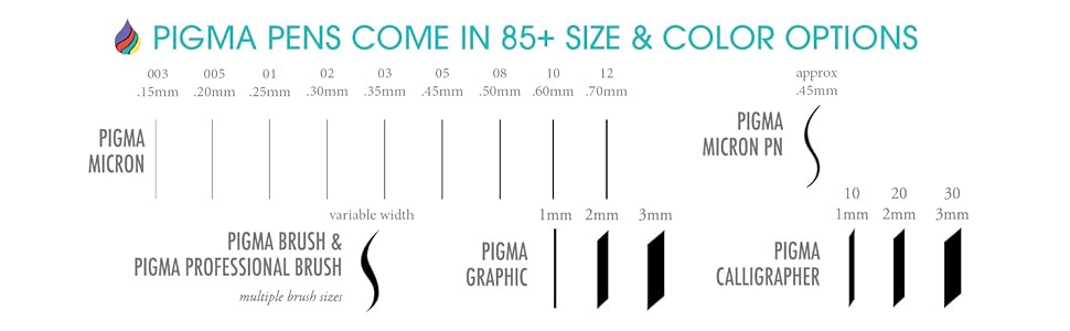 PIGMA pens come in 85+ size and color options.