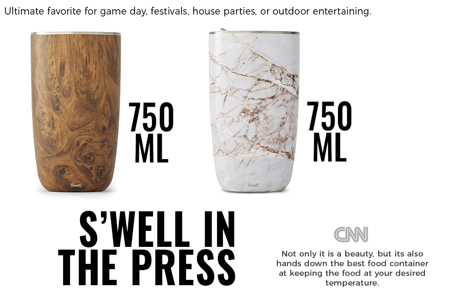 S'well Stainless Steel Wine Chiller 750ml Calacatta