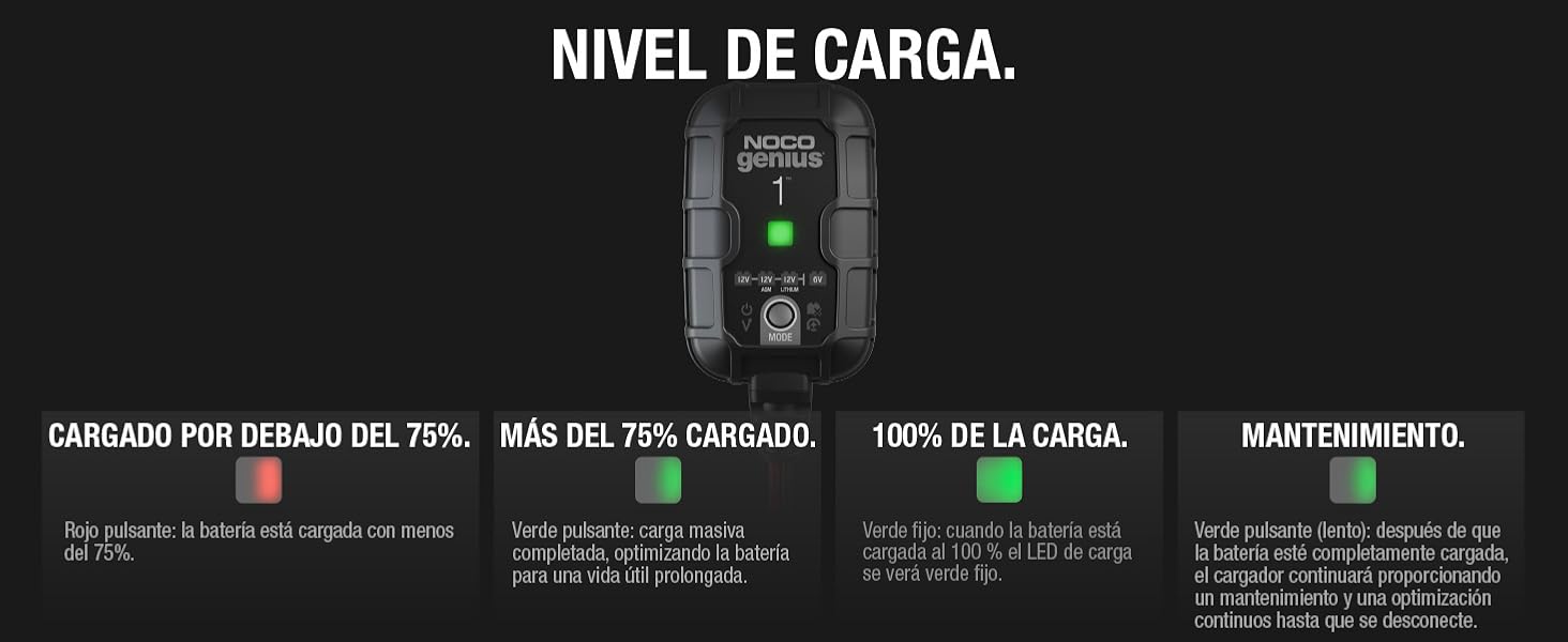 NOCO GENIUS1EU, Inteligente automático de 1A, Cargador 6V y 12V