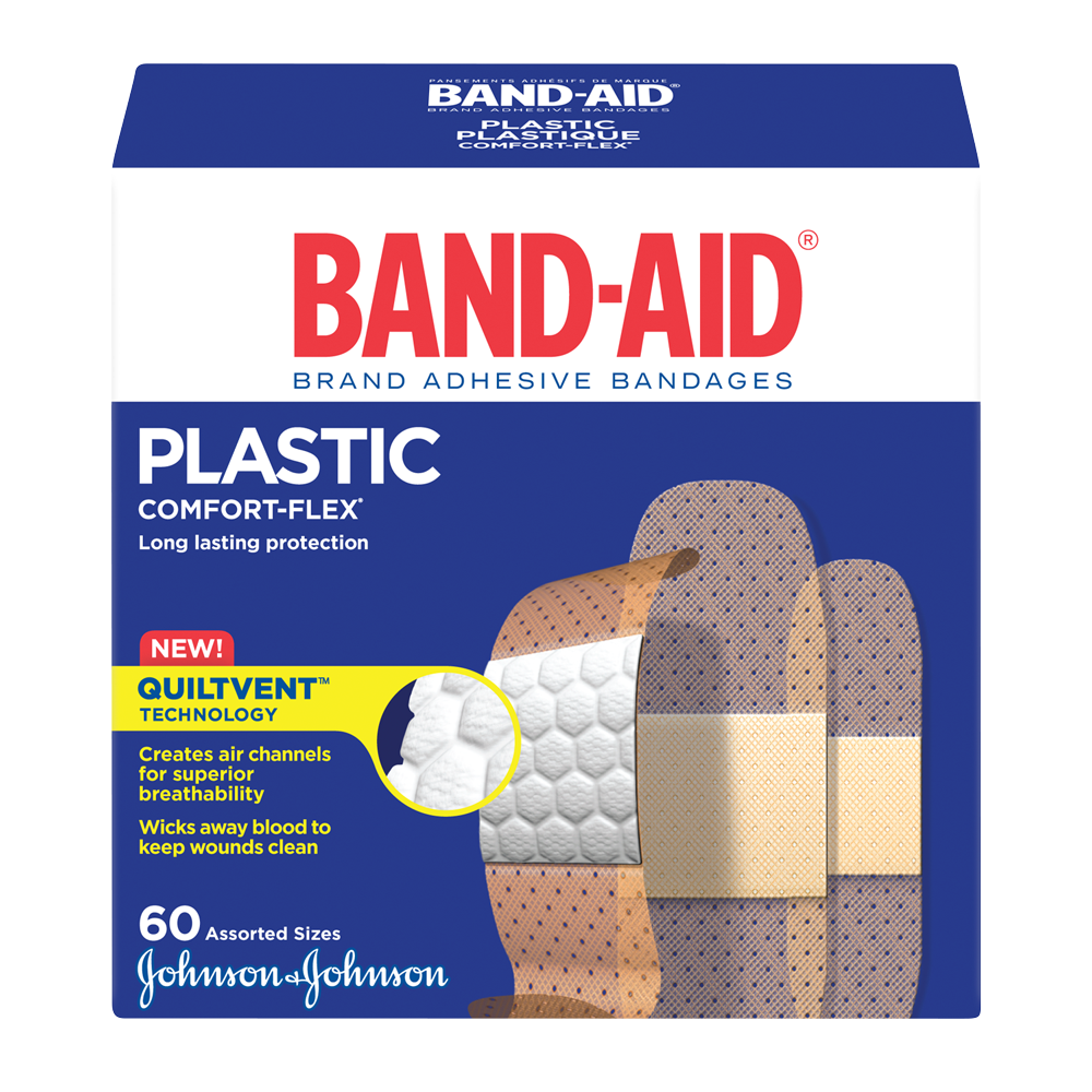 BandAid Brand Adhesive Bandages, Plastic Strips, ONE SIZE FITS ALL, 60