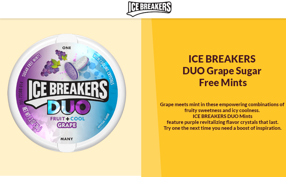 Ice Breakers Duo Fruit + Cool Mints Grape Sugar Free Mints, 1.48 oz
