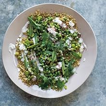 Broad bean & pea salad with freekah & yogurt sauce