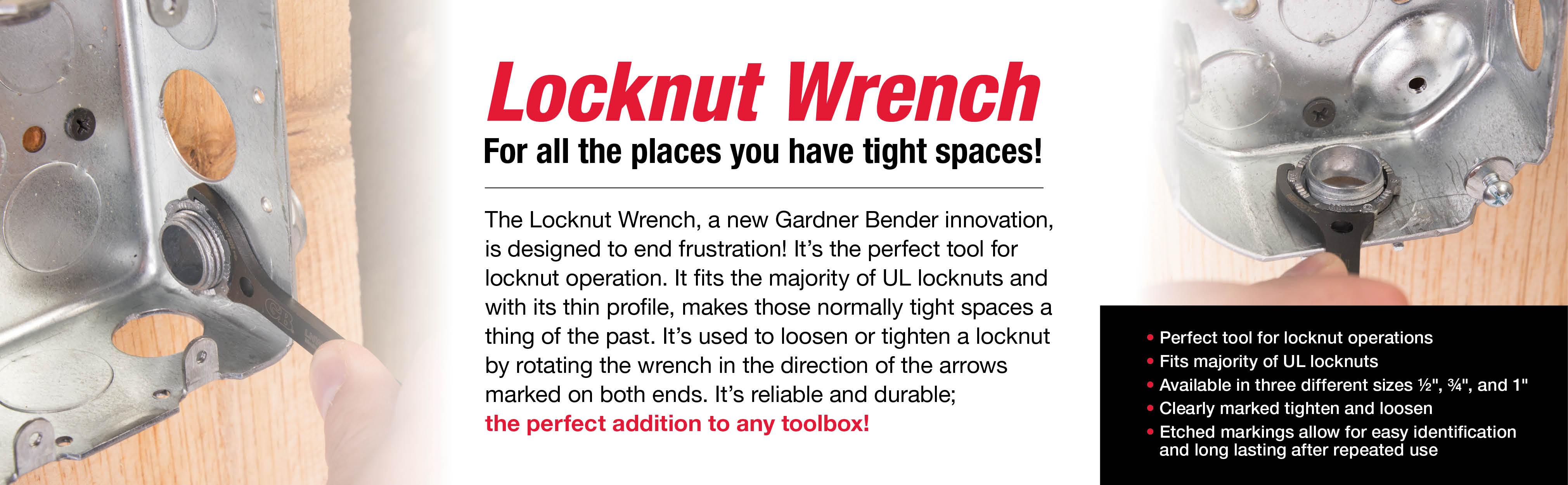 Gardner Bender LNWKIT Locknut Wrench Kit, ½ & ¾ Inch., Loosen