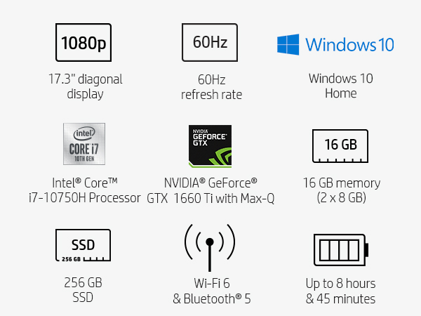 8gb 256gb ram ssd solid state drive 802.11b/g/n/ac 802.11ac bluetooth 5 wi-fi 6 wifi 5