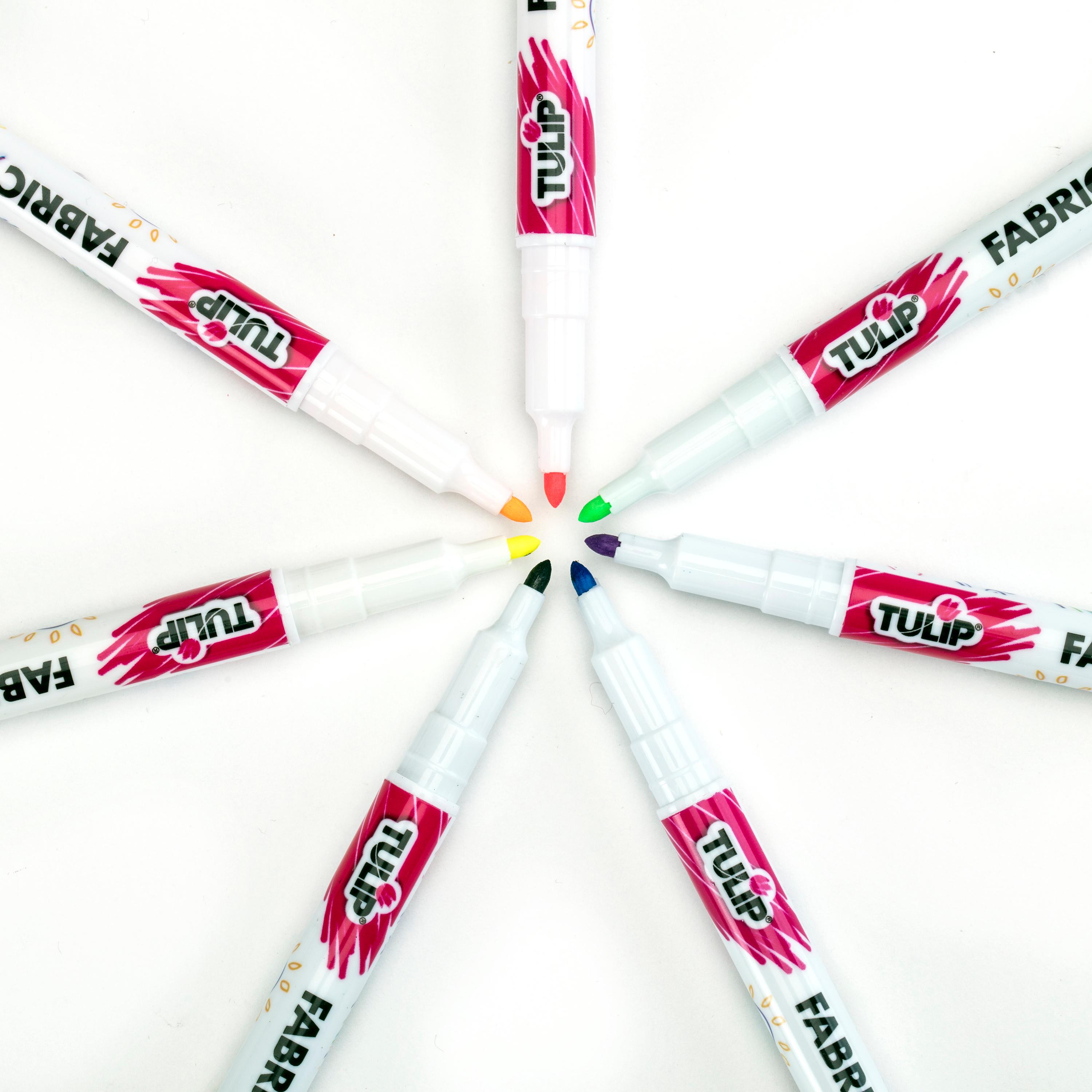 Tulip Permanent Nontoxic Fabric Markers 12 Pack Fine Bullet Tip, Child Safe
