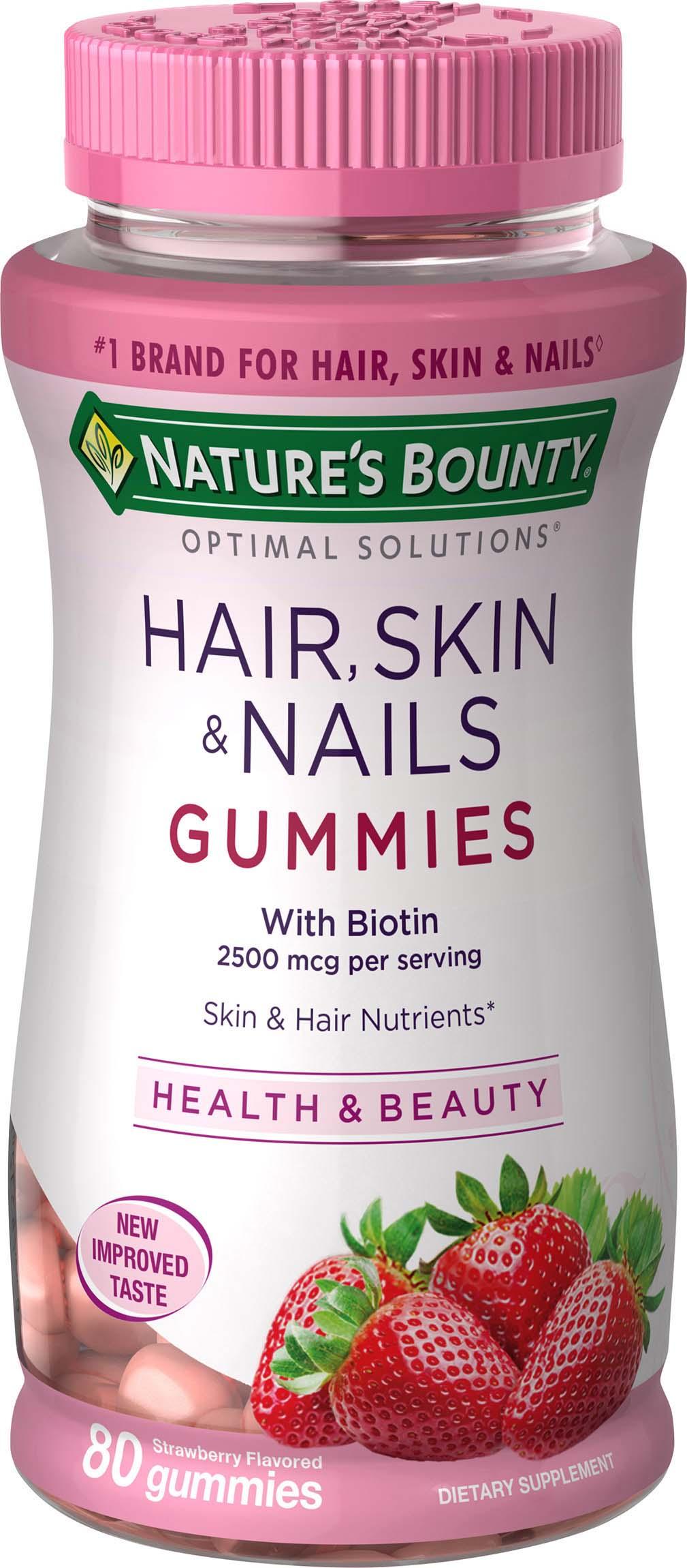 Nature's Bounty Optimal Solutions Hair, Skin, Nails, 80 Gummies (Pack of 3) Health