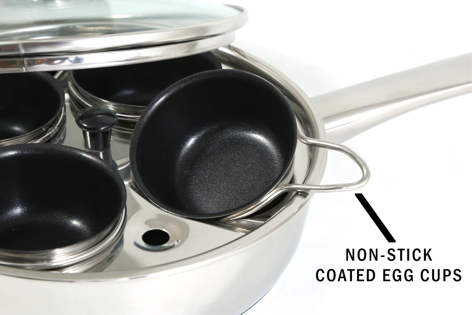 Excelsteel 18/10 Stainless Steel 4 Cup Egg Poacher, Non