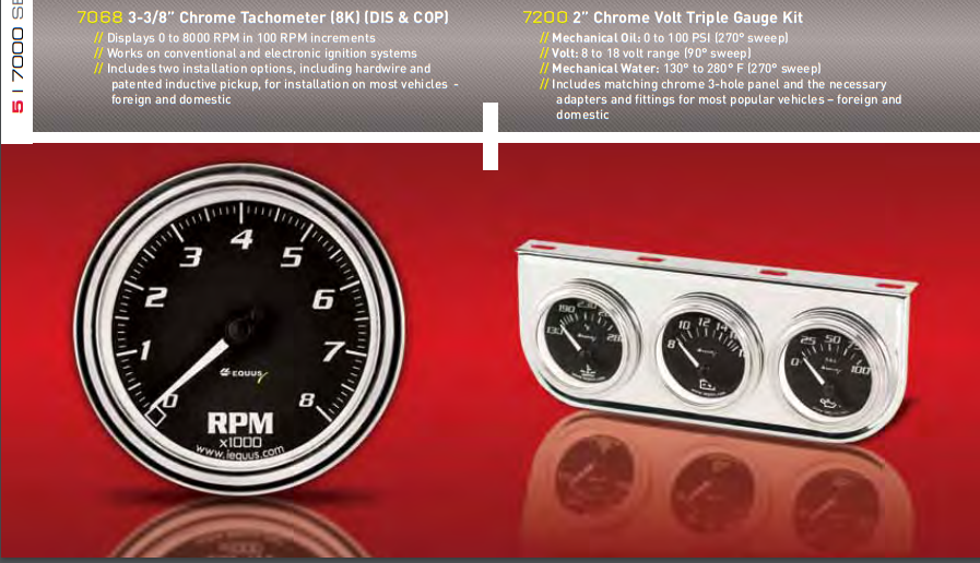 Equus 7079 33/8" Mechanical KPH Speedometer, Chrome