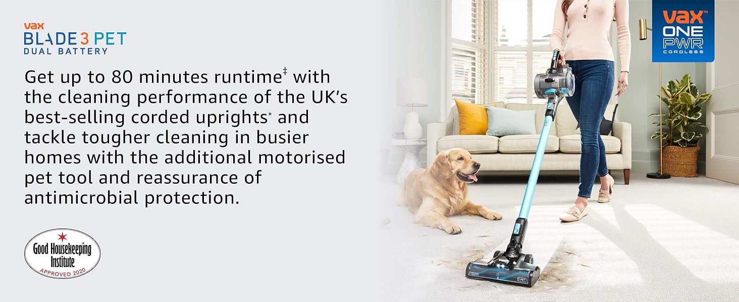 Vax ONEPWR Blade 3 Pet Dual Battery Cordless Vacuum Cleaner with Motorised Pet Tool CLSVB3DP
