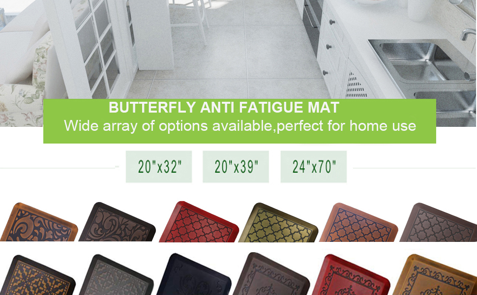 Butterfly Long Kitchen Anti Fatigue Mat Comfort Floor Mats Perfect For kitchen and Standing