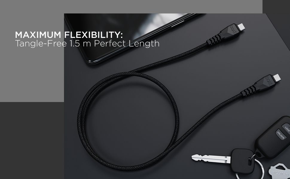 boAt Type C C400 TangleFree, Sturdy Braided Cable with 5A Fast