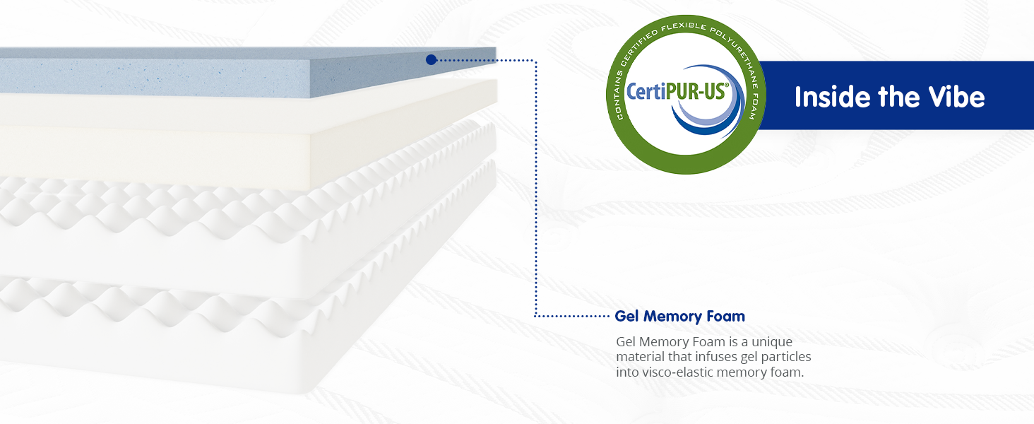 Vibe Gel Memory Foam Mattress, 12Inch CertiPURUS