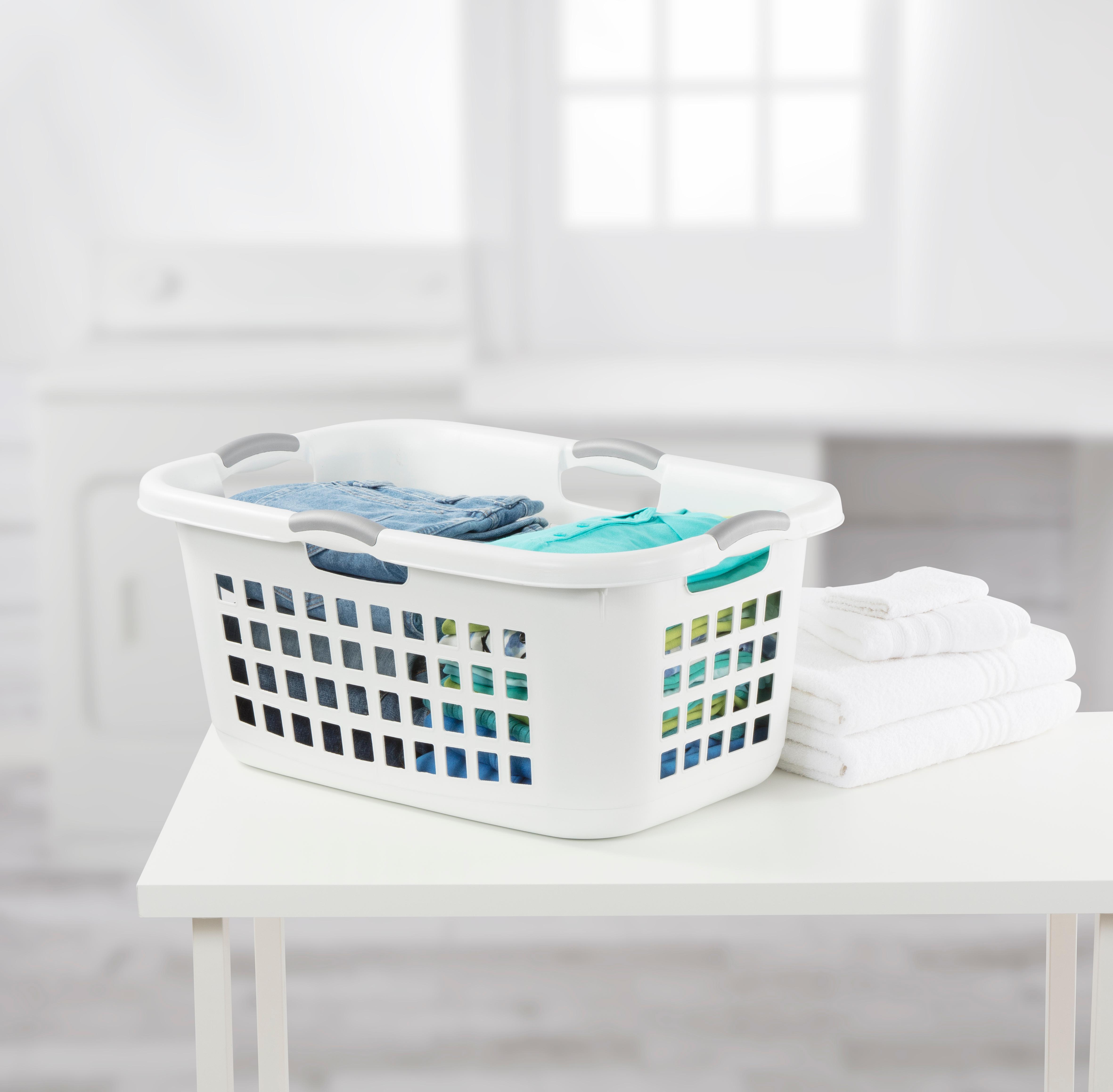 Sterilite 12168006 2 Bushel 71L Ultra Laundry Basket, White with