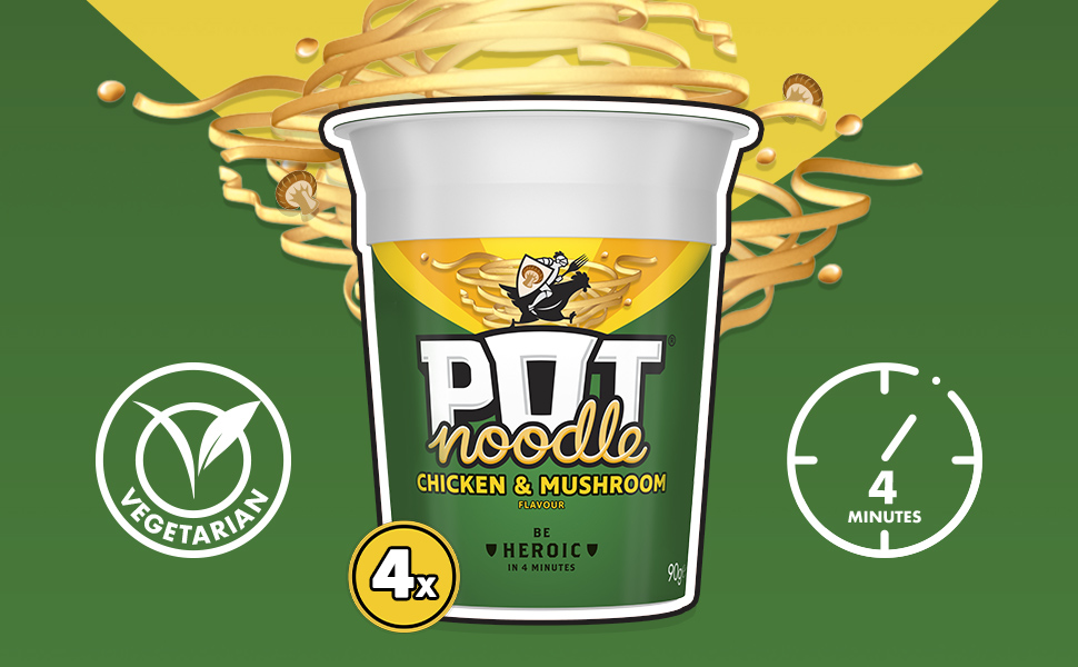 Pot Noodle Chicken and Mushroom Flavour, King Pot Size, Quick Filling