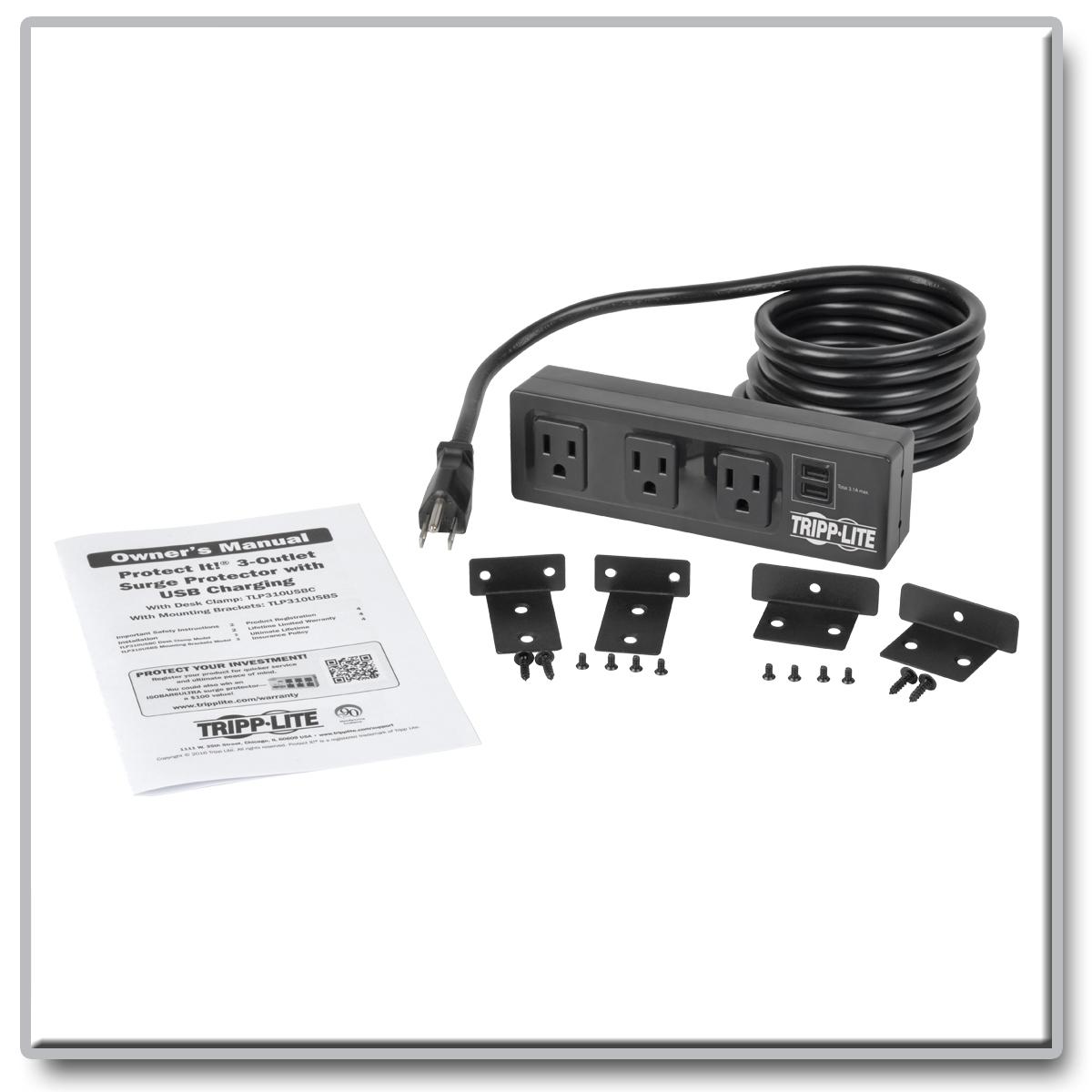 Tripp Lite 3 Outlet Surge Protector Power Strip with