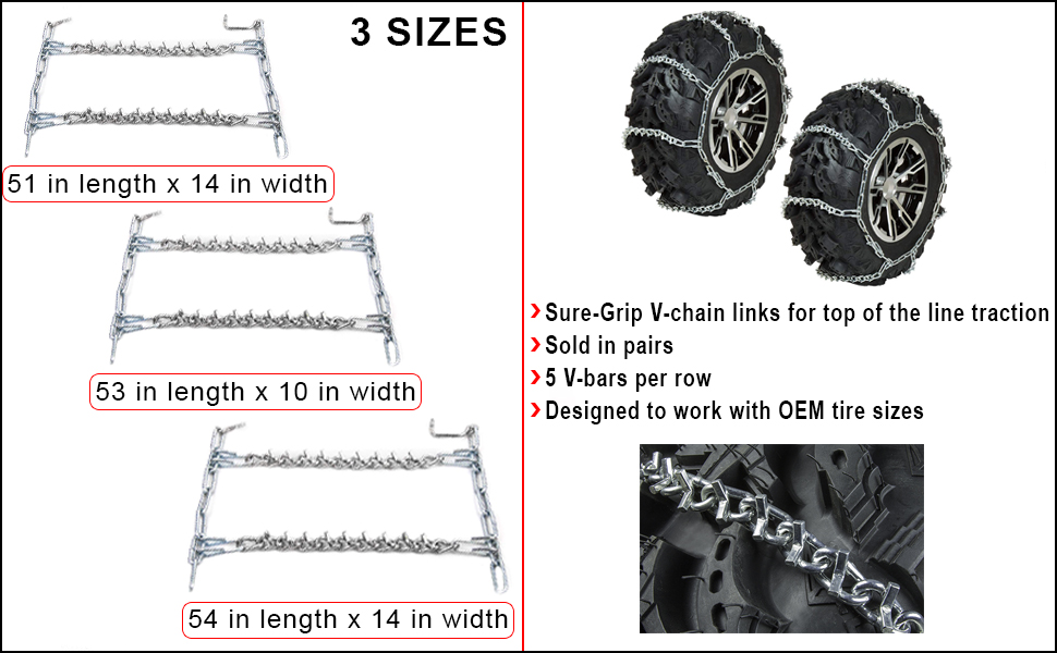 Raider ATVTC2 51" Length x 14" Width ATV Tire Chain