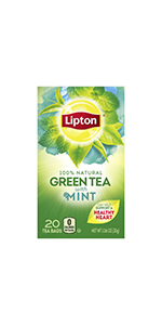 Lipton Tea Bags 100% Natural Green Tea with Mint, 20 Count