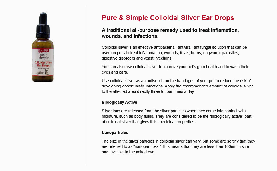 Lovejoys Pure & Simple Colloidal Silver Antimicrobial Ear Drops For