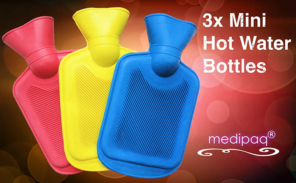 Medipaq® Mini Hot Water Bottles 3 Pack One of Each Colour (3X Pack