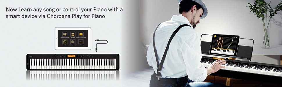 Smart device via Chordana Play for Piano