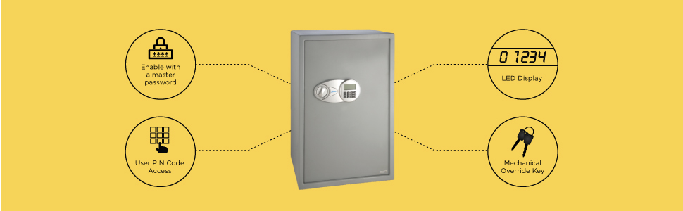 Ozone Safety Solutions ES-ECO-BB-77 Electric Lock Price; 24 Months Warranty; User PIN Code Access; 95.4 Liter Capacity; Electronic Locking System; Grey