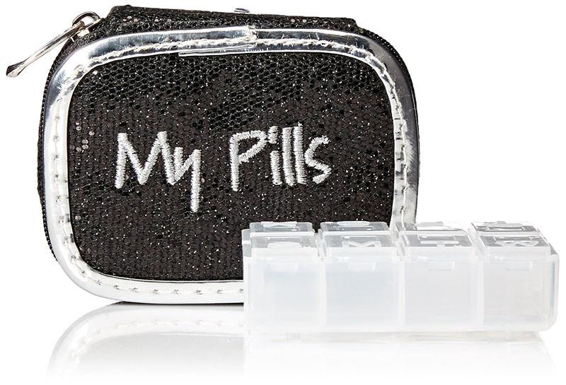 Miamica Case My Pills Packing Organizer, Pink Glitter, One Size