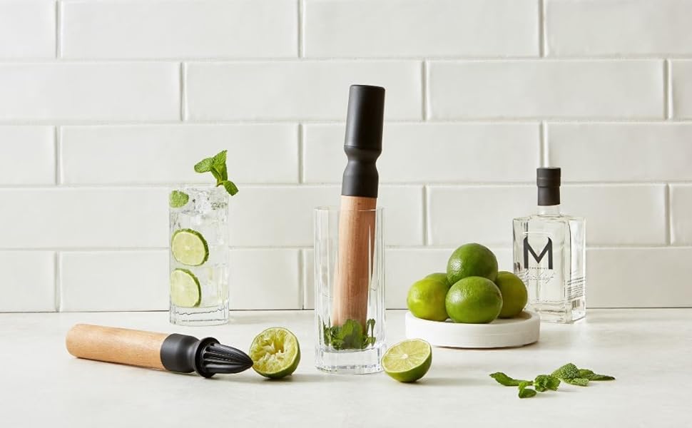 Rabbit 2in1 Muddler & Citrus Reamer, Beech Cocktail Muddler, Made