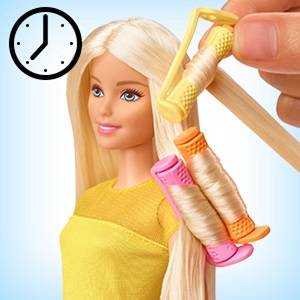 Barbie- Ricci Perfetti, Bambola Bionda con Capelli Lunghi da Pettinare con Pettine, Bigodini