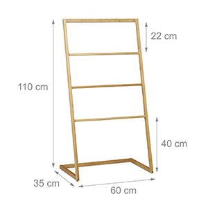 Relaxdays Toallero de Pie, Soporte Toallas Escalera, 4 Barras ...