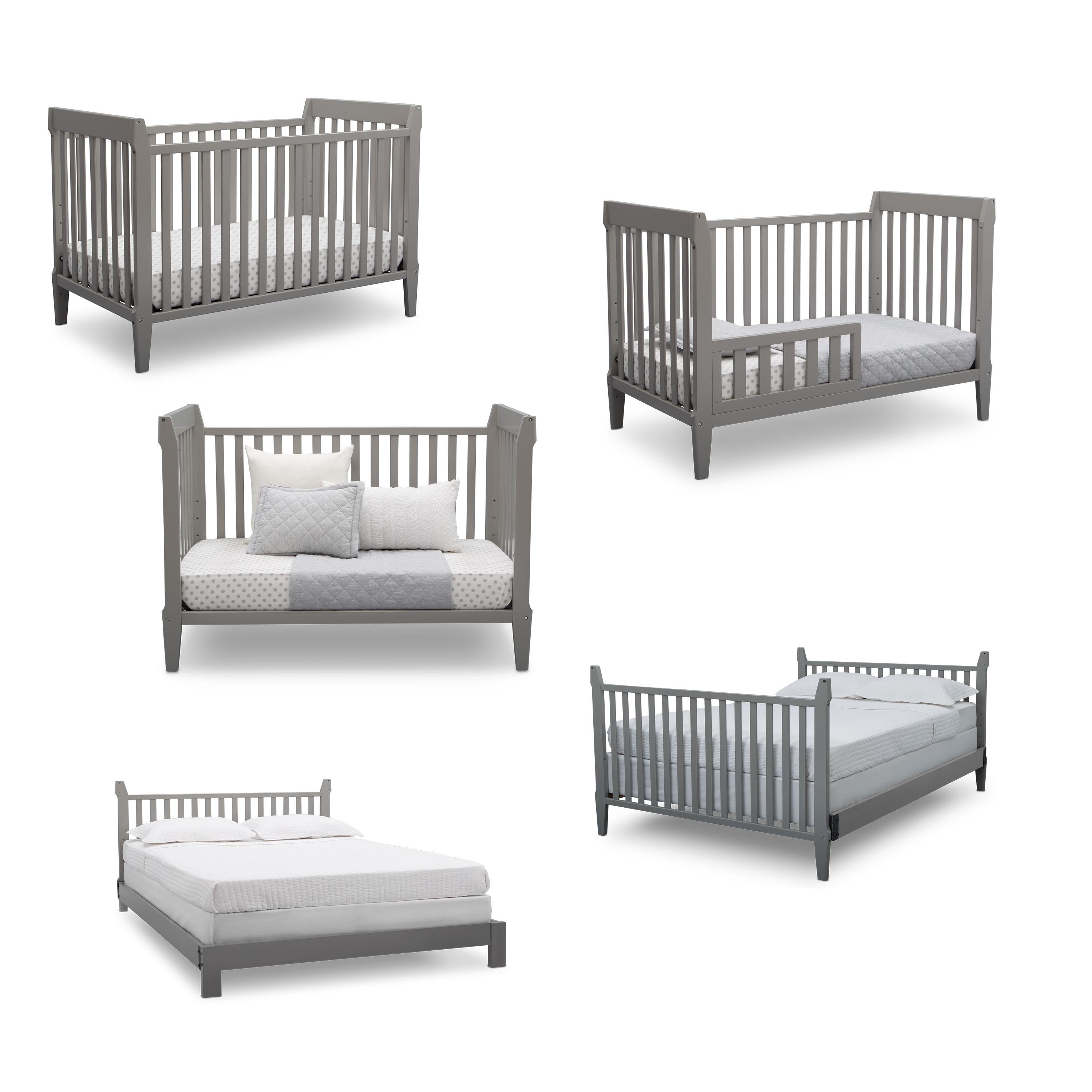 Serta Mid Century Modern Classic 5in1 Convertible Baby Crib, Grey Baby