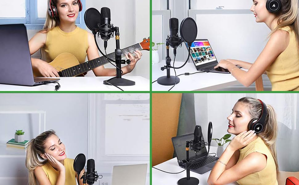 Maono Studio Table Top Microphone Kit including Pop Filter and Flight Case