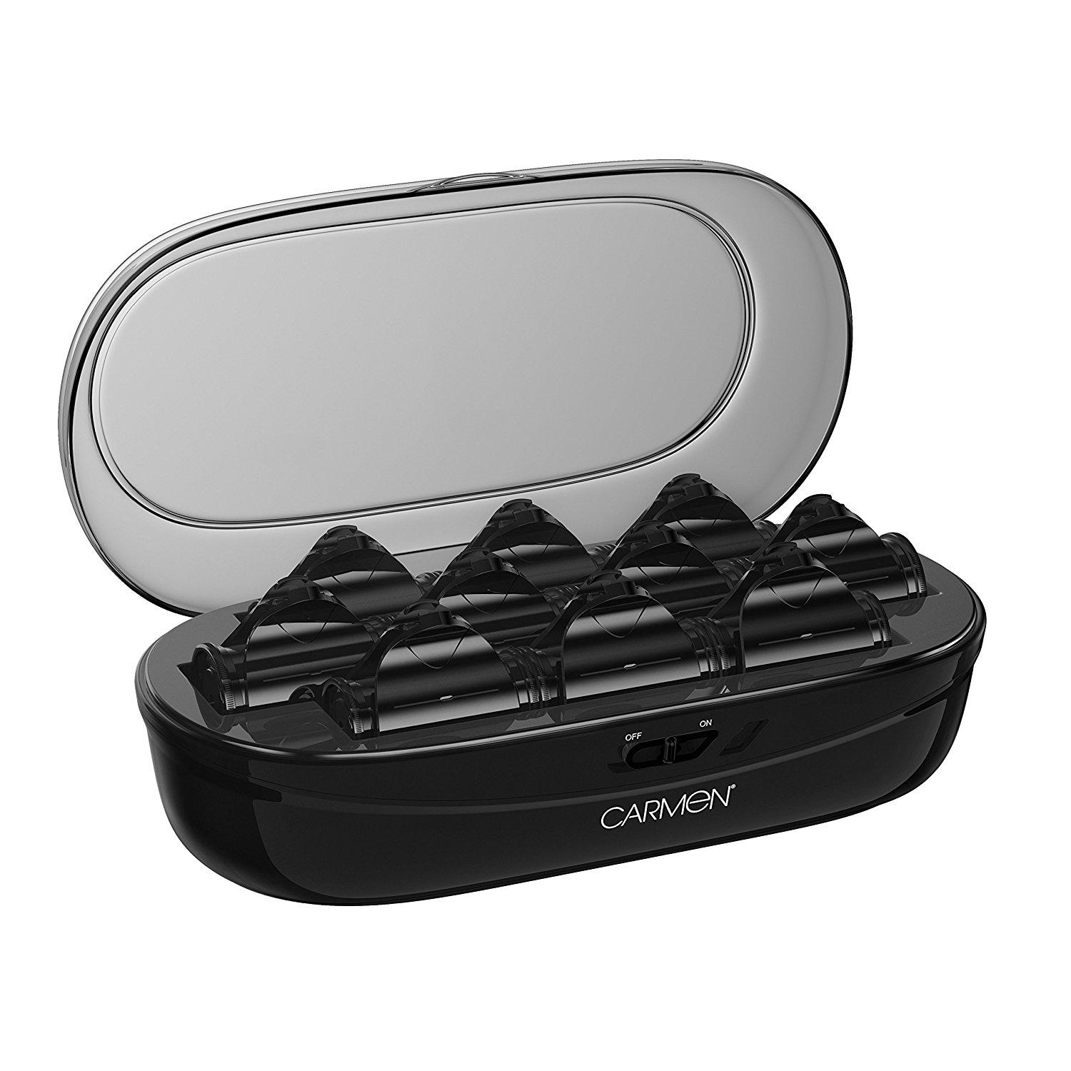 Carmen Ceramic Electric Heated Hair Rollers, 10 Piece Set with Clips