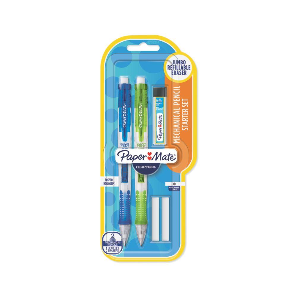 Paper Mate Clearpoint Mechanical Pencils with Refills, 0.9mm, HB 2, 2