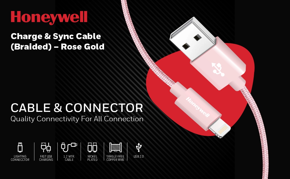 Apple Lightning Sync and Charge Cable -1.2 Mtr Rose Gold