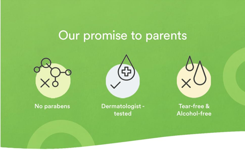No parabens, tear-free and alcohol-free.