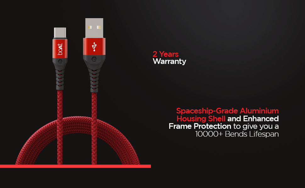 boAt TypeC A550 Stress Resistant, TangleFree, Sturdy Cable with 3A Rapid Charging & 480mbps
