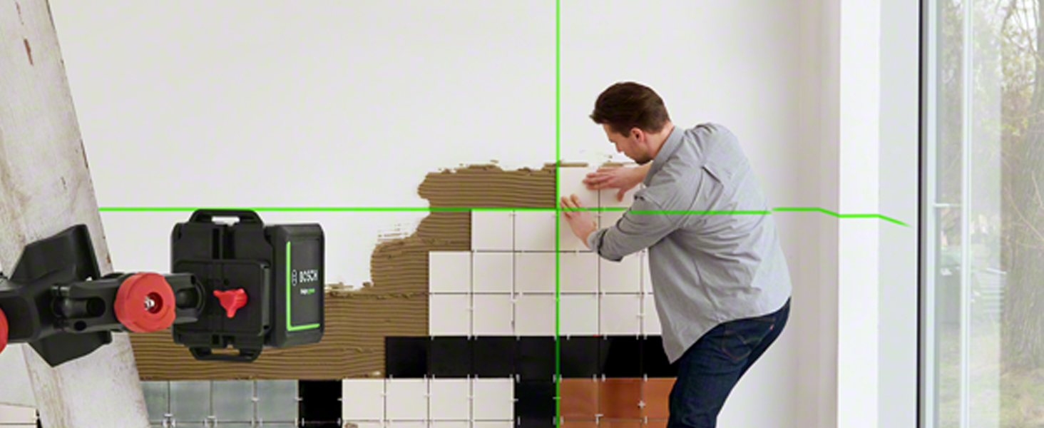 Bosch cross line laser Quigo green with universal clamp MM 2 (easy and