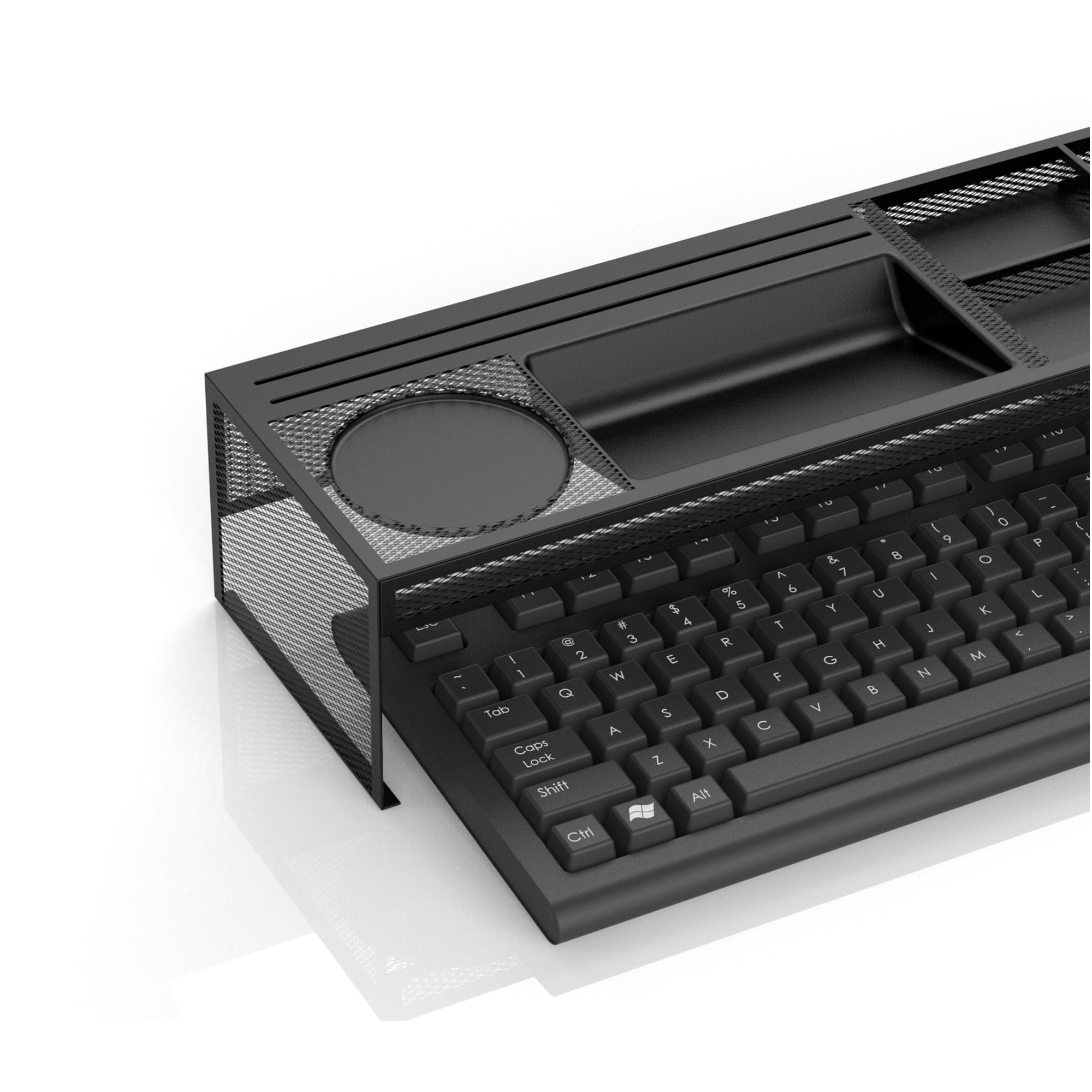 Mind Reader 'Axel' Metal Desk Organizer with Charging Station, Black Metal Mesh