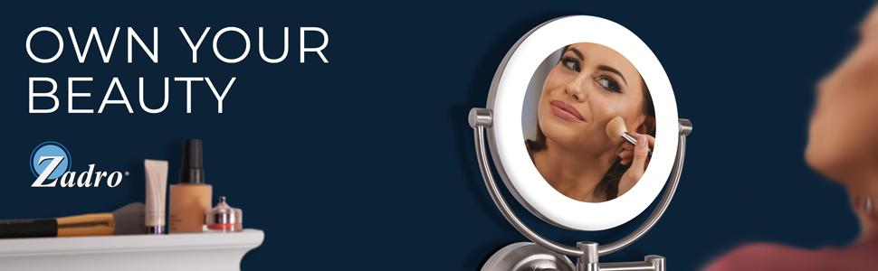 Zadro SLWR410HW Surround Light Wall Mount Magnifying 10X 1X Hardwired Makeup Shaving Mirror Satin