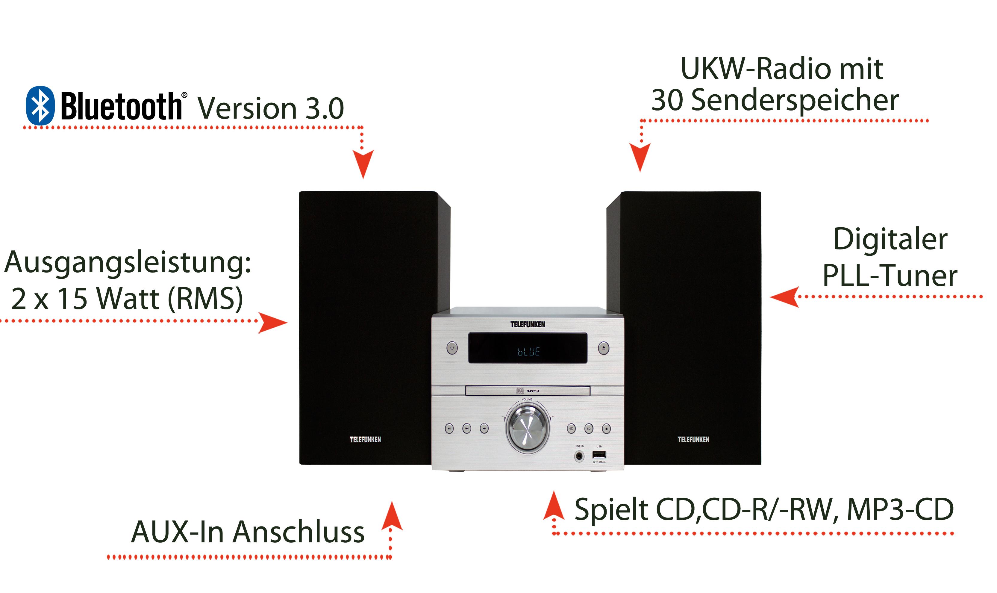 Telefunken MC1001BM BluetoothStereoanlage (PLLTuner,CD/CDR/CDRW