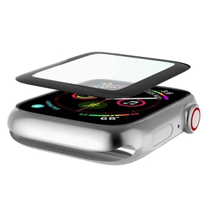 واقي شاشة زجاجي مزدوج مقسى من الحافة إلى الحافة لساعة Apple Watch 5 & 4 (44 مم) [لاصق جانبي]
