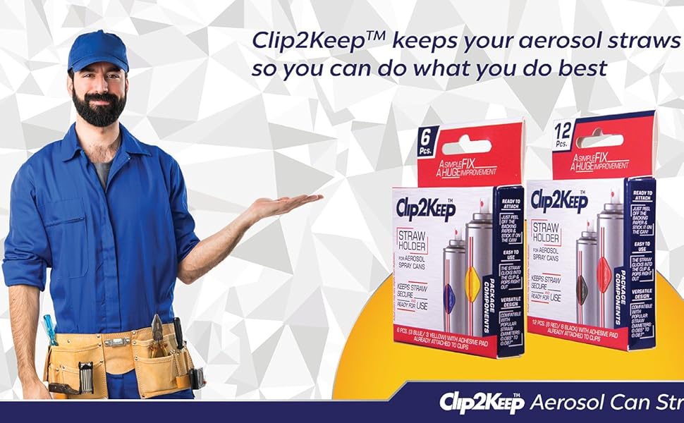 Clip2Keep Combo Kit 12 Aerosol Spray Can Straw Holders