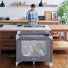 Amazon.co.jp: カトージ ポータブルベビーベッド おむつ替え