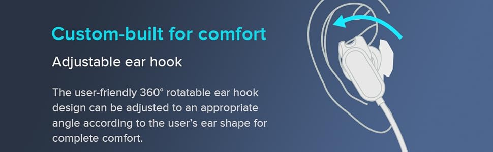 adjustable ear hook, comfortable 360 degree rotatable