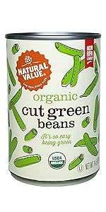 organic non-gmo natural value cut green beans kosher gluten-free vegan affordable