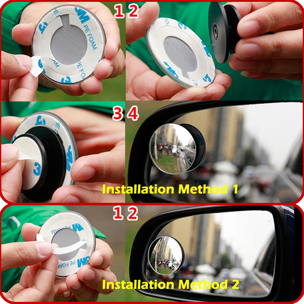 Ampper Upgrade 2" Blind Spot Mirrors, 360 Degree Rotate Sway Adjustabe
