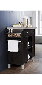 Amazon Com Hodedah Long Standing Kitchen Cabinet With Top