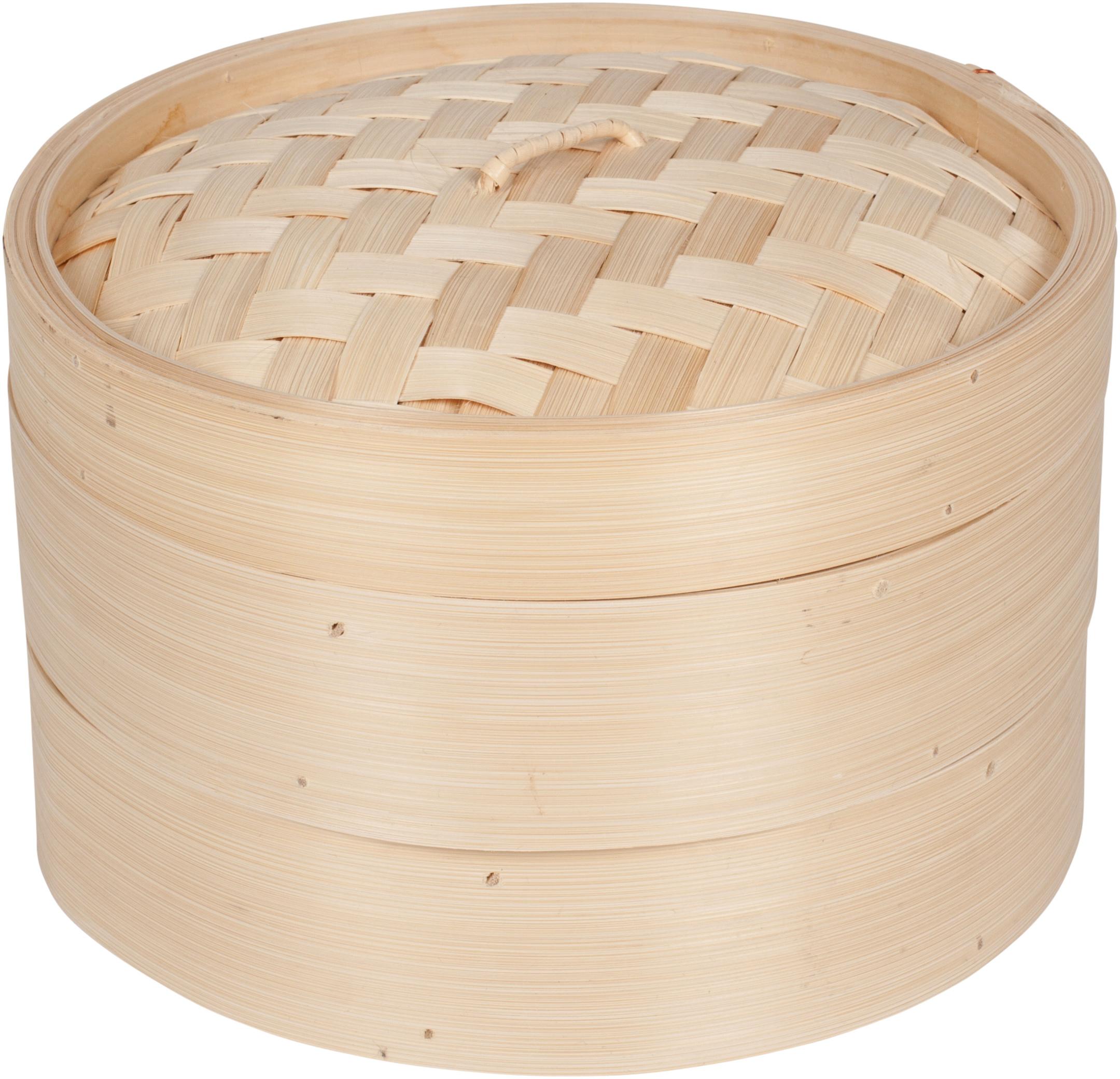 Trademark Innovations 3 Piece Bamboo Steamer, Standard, Tan